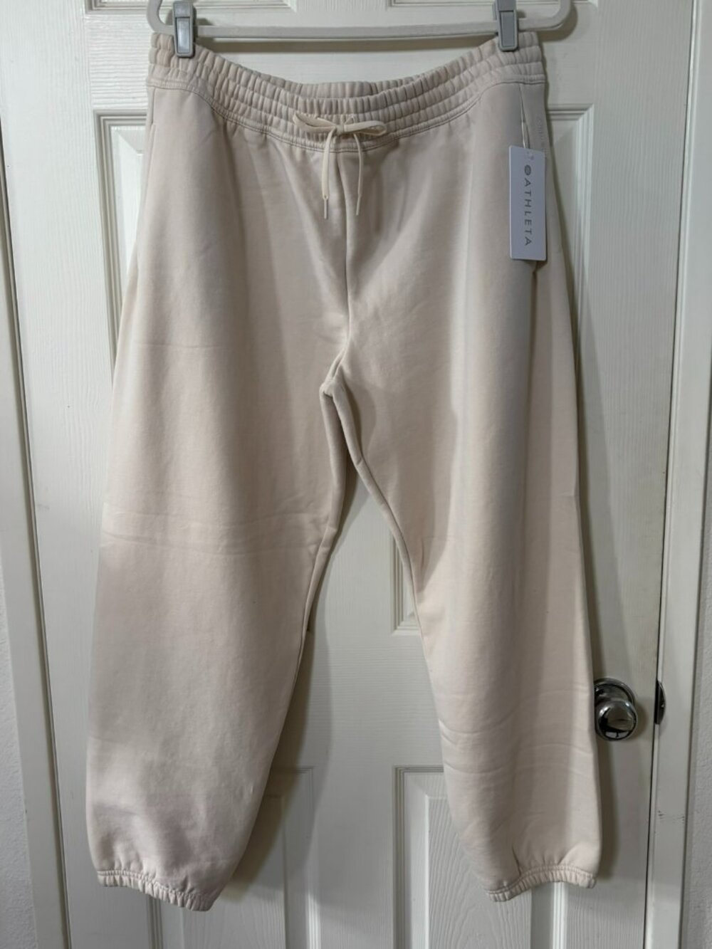 NWT Athleta Cream Easy Fleece Jogger Sweatpants Large - Picture 6 of 14